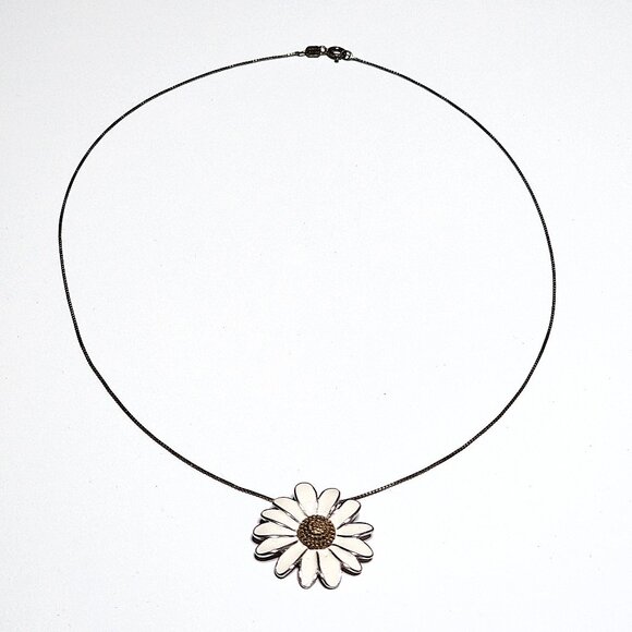 925 silver daisy necklace & earrings set - Picture 6 of 12